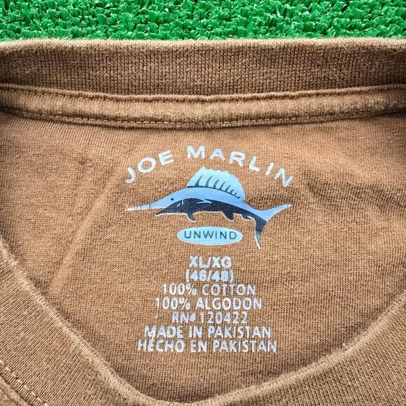 Joe Marlin Tshirt Mens XL Brown Short Sleeve Gold Parrot Bar Paradise Birdie - Picture 7 of 8